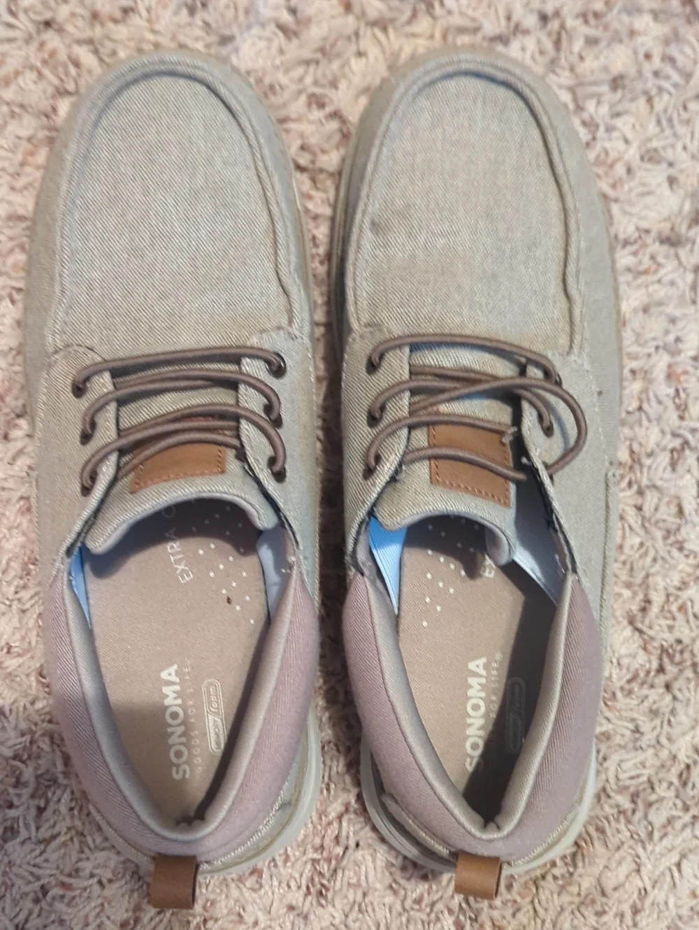 Sonoma Men’s Canvas Boat Shoes in Taupe and Brown